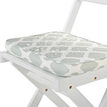 3 Piece Bistro Set White Solid Acacia Wood Mint Green Cushions Folding Slatted Design Scandinavian Modern Beliani