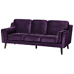 Sofa Violet 3 Seater Velvet Wooden Legs Classic Beliani