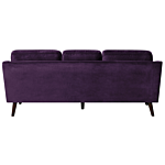 Sofa Violet 3 Seater Velvet Wooden Legs Classic Beliani