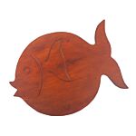 Albasia Wood Fish Stand - Terracotta