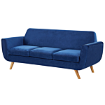 3-seater Sofa Slipcover Blue Velvet Replacement Removable Zippered Cover For Sofa Beliani