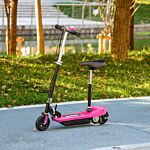 Homcom Steel Electric Scooter, Folding E-scooter With Warning Bell, 15km/h Maximum Speed, For 4-14 Years Old, Pink