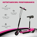 Homcom Steel Electric Scooter, Folding E-scooter With Warning Bell, 15km/h Maximum Speed, For 4-14 Years Old, Pink