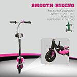 Homcom Steel Electric Scooter, Folding E-scooter With Warning Bell, 15km/h Maximum Speed, For 4-14 Years Old, Pink