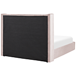 Bed Frame With Storage Pink Velvet Upholstered 5ft3 Eu King Size High Headboard Beliani