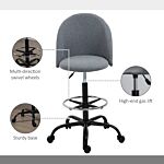 Vinsetto Ergonomic Drafting Chair Adjustable Height W/ 5 Wheels Padded Seat Footrest 360° Swivel Freely Comfortable Versatile Use For Home Office