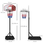 Sportnow Adjustable Basketball Stand Net System, With Wheels, Enlarged Base, Pe, Backboard, 179-209cm