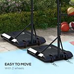 Sportnow Adjustable Basketball Stand Net System, With Wheels, Enlarged Base, Pe, Backboard, 179-209cm