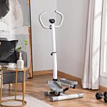 Homcom Adjustable Twist Stepper Aerobic Ab Exercise Fitness Workout Machine W/ Lcd Screen, Height Adjust Handlebars For Home Gym, White