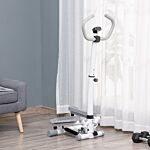 Homcom Adjustable Twist Stepper Aerobic Ab Exercise Fitness Workout Machine W/ Lcd Screen, Height Adjust Handlebars For Home Gym, White