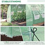 Outsunny Polytunnel Greenhouse Walk-in Grow House Tent With Roll-up Sidewalls, Zipped Door And 6 Windows, 3x3x2m Green