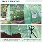 Outsunny Polytunnel Greenhouse Walk-in Grow House Tent With Roll-up Sidewalls, Zipped Door And 6 Windows, 3x3x2m Green