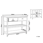 Kitchen Trolley White Light Wood Top 2 Shelves 2 Cutlery Drawers Casters Scandinavian Modern Beliani