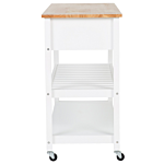 Kitchen Trolley White Light Wood Top 2 Shelves 2 Cutlery Drawers Casters Scandinavian Modern Beliani