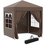 Outsunny Pop Up Gazebo Canopy, Size (2 X 2m)- Coffee