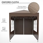 Outsunny Pop Up Gazebo Canopy, Size (2 X 2m)- Coffee