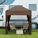 Outsunny Pop Up Gazebo Canopy, Size (2 X 2m)- Coffee