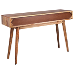 Console Table Light Wood Mango Wood With 3 Drawers Sideboard Slim Rustic Style Side Table Beliani