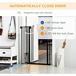 Pawhut Extra Tall Pet Gate, Indoor Dog Safety Gate, With Cat Flap, Auto Close, 74-101cm Wide - Black