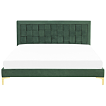 Upholstered Bed Frame Eu Super King Size 6ft Green Headboard Velvet Golden Legs Beliani