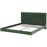 Upholstered Bed Frame Eu Super King Size 6ft Green Headboard Velvet Golden Legs Beliani