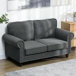 Homcom Two-seater Mid-century Sofa, With Pocket Springs - Charcoal Grey