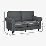 Homcom Two-seater Mid-century Sofa, With Pocket Springs - Charcoal Grey