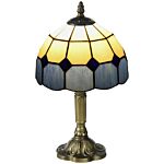 Homcom Handmade Stained Glass Table Lamp, Antique Bedside Lamp For Bedroom, Living Room, Home, Nightstand, Decorative Night Light, Blue