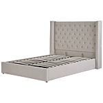 Bed Frame With Storage Light Grey Velvet Upholstered 5ft3 Eu King Size High Headboard Beliani