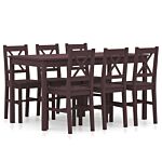 Vidaxl 7 Piece Dining Set Pinewood Dark Brown