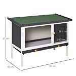 Pawhut Wooden Pet House Rabbit Hutch Bunny Cage Small Animal Habitat With Dropping Tray Lockable Door Openable Water-resistant Asphalt Roof, Black