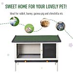 Pawhut Wooden Pet House Rabbit Hutch Bunny Cage Small Animal Habitat With Dropping Tray Lockable Door Openable Water-resistant Asphalt Roof, Black