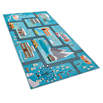 Rug Blue Polyester Multicolour For Kids Beliani