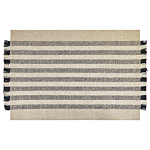 Area Rug Off-white And Black Wool 160 X 230 Cm Rectangular Hand Woven With Tassels Modern Design Beliani