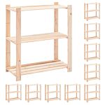 Vidaxl 3-tier Storage Racks 10 Pcs 80x38x90 Cm Solid Pinewood 150 Kg