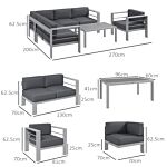 Outsunny Five-piece Aluminium Garden Sofa Set, With Glass-top Table - Grey