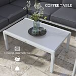 Outsunny Five-piece Aluminium Garden Sofa Set, With Glass-top Table - Grey