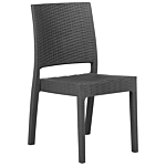 Set Of 4 Garden Dining Chairs Grey Synthetic Material Stackable Outdoor Minimalistic Beliani