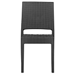 Set Of 4 Garden Dining Chairs Grey Synthetic Material Stackable Outdoor Minimalistic Beliani