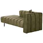 Right Hand Chaise Lounge Olive Green Velvet Upholstery Black Legs Seat Bolster Cushion Modern Glam Design Beliani