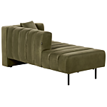 Right Hand Chaise Lounge Olive Green Velvet Upholstery Black Legs Seat Bolster Cushion Modern Glam Design Beliani