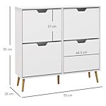 Homcom Shoe Storage Cabinet, 4 Flip Drawers, Shoe Organizer For 16 Pairs Of Shoes, White