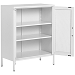 2 Door Sideboard White Steel Home Office Furniture Shelves Leg Caps Industrial Design Beliani