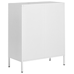 2 Door Sideboard White Steel Home Office Furniture Shelves Leg Caps Industrial Design Beliani