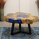 Tamarind And Resin Coffee Table - Sky Blue