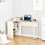 Homcom L-shaped Corner Computer Desk Study Table Pc Work W/ Storage Shelf Drawer Smooth Slide Office Home Workstation Space Saving - Light Brown