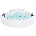 Corner Bath White Acrylic 205 X 163 Cm 2 People Massage Jets Headrests Beliani