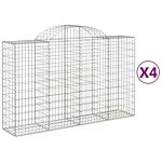 Vidaxl Arched Gabion Baskets 4 Pcs 200x50x120/140 Cm Galvanised Iron