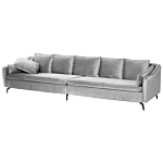 Sofa Light Grey Velvet 4 Seater Extra Cushions Modern Glamour Living Room Furniture Beliani
