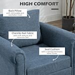 Homcom Vintage Accent Chair, Tufted Upholstered Lounge Armchair Single Sofa Chair With Rubber Wood Legs, Rolled Arms, Dark Blue